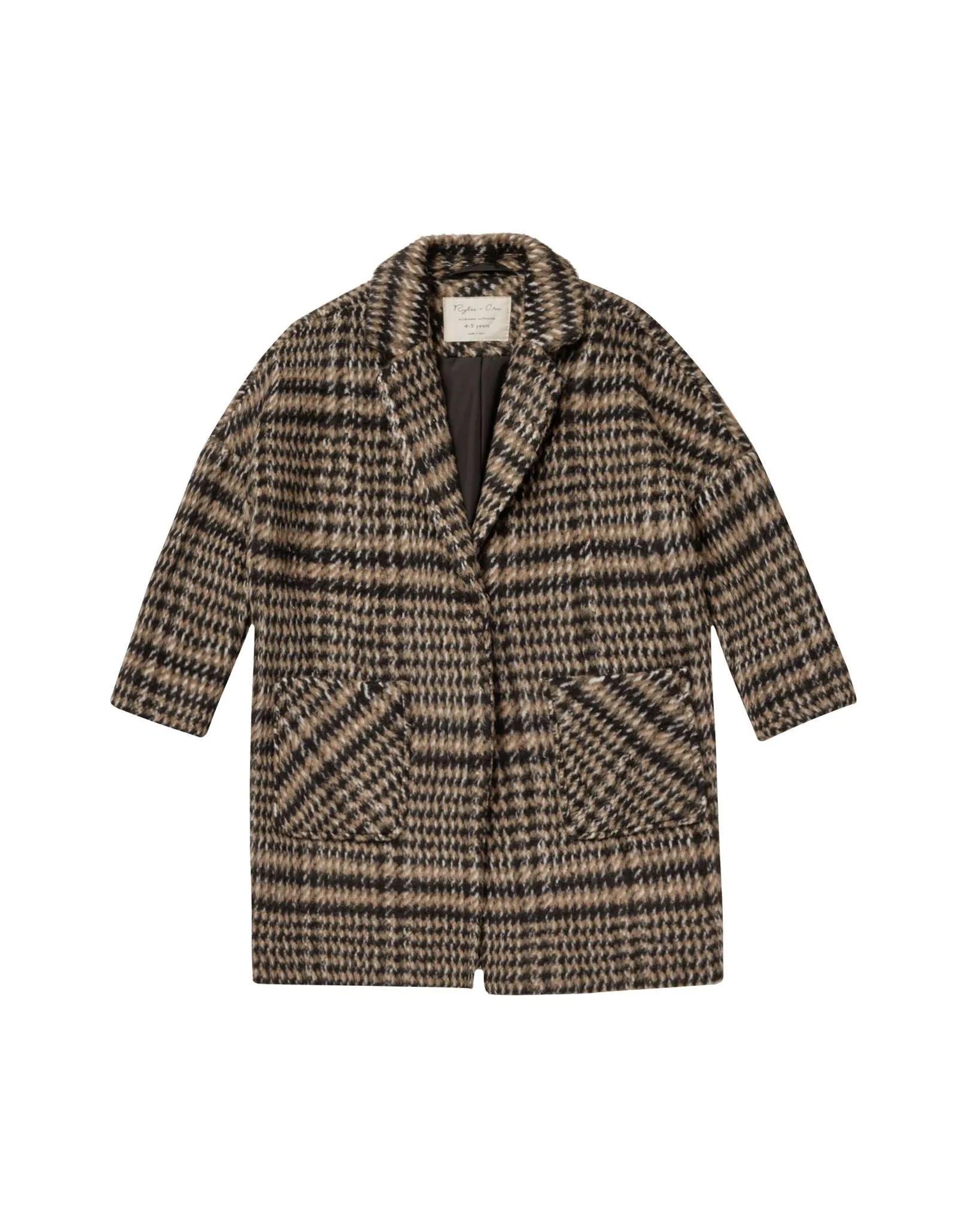 Rylee & Cru - Longline Coat - Brown Houndstooth Plaid