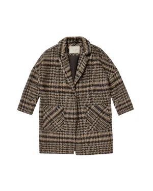 Rylee & Cru - Longline Coat - Brown Houndstooth Plaid