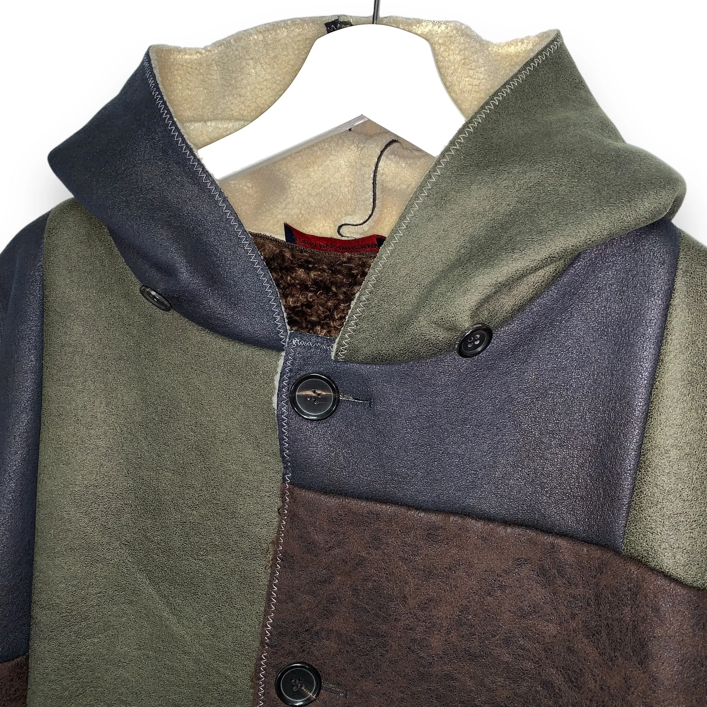 [S] Gosha Rubchinskiy Dover Street Market Faux Sheepskin Patchwork Jacket Coat