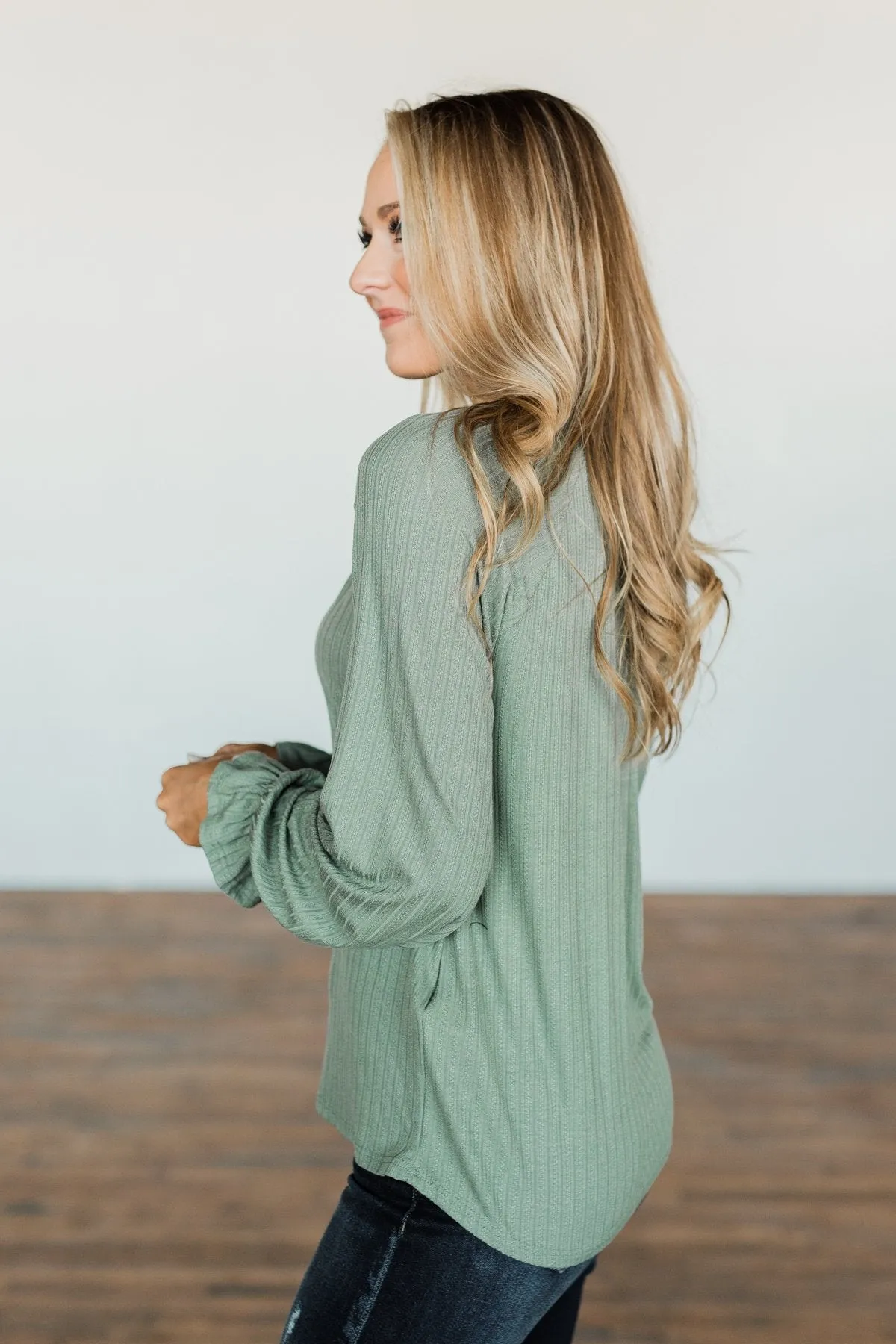Sail Away With Me Knit Button Top- Sage