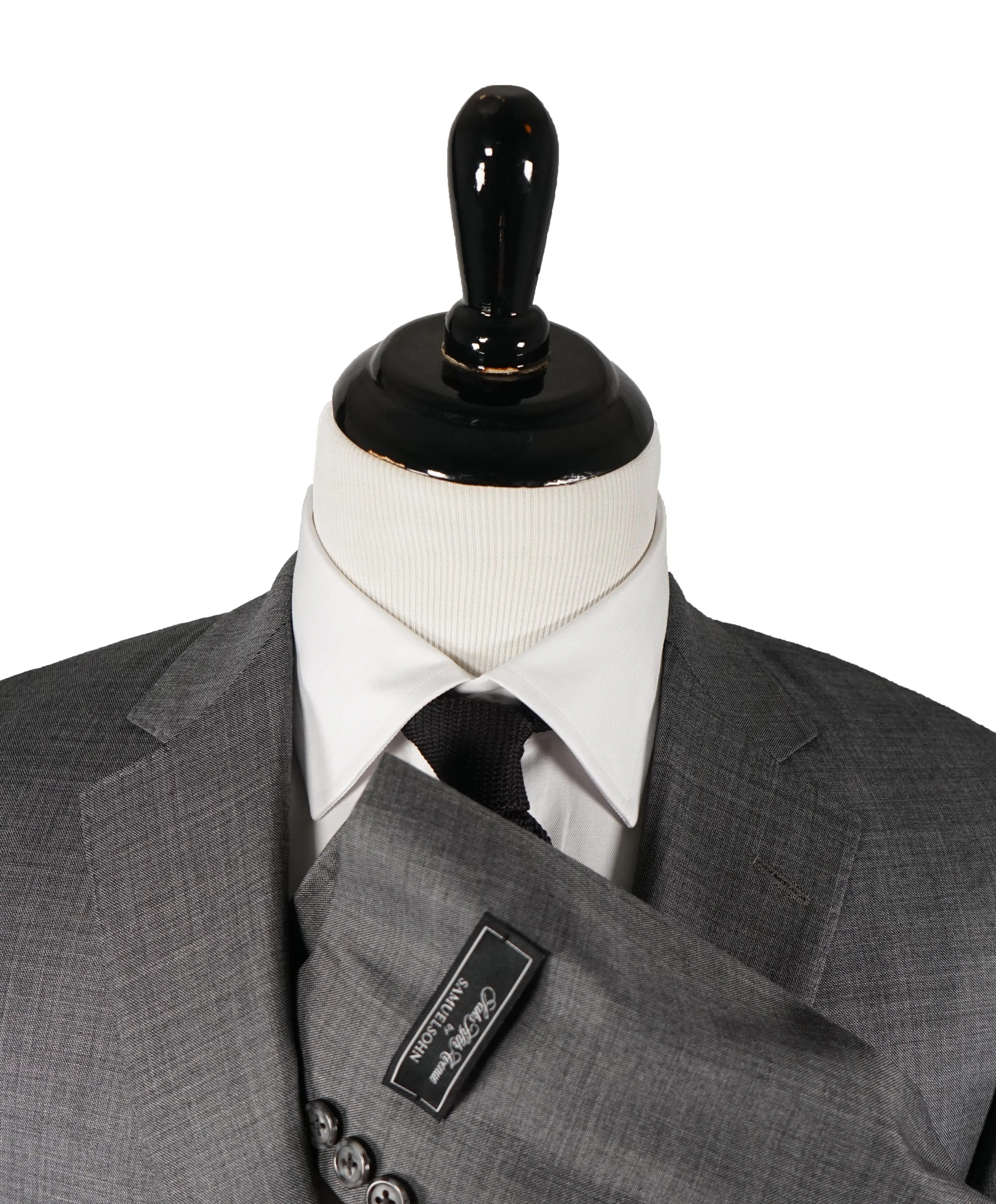 SAMUELSOHN - Super 120’s Medium Gray Textured Pattern Suit - 40R