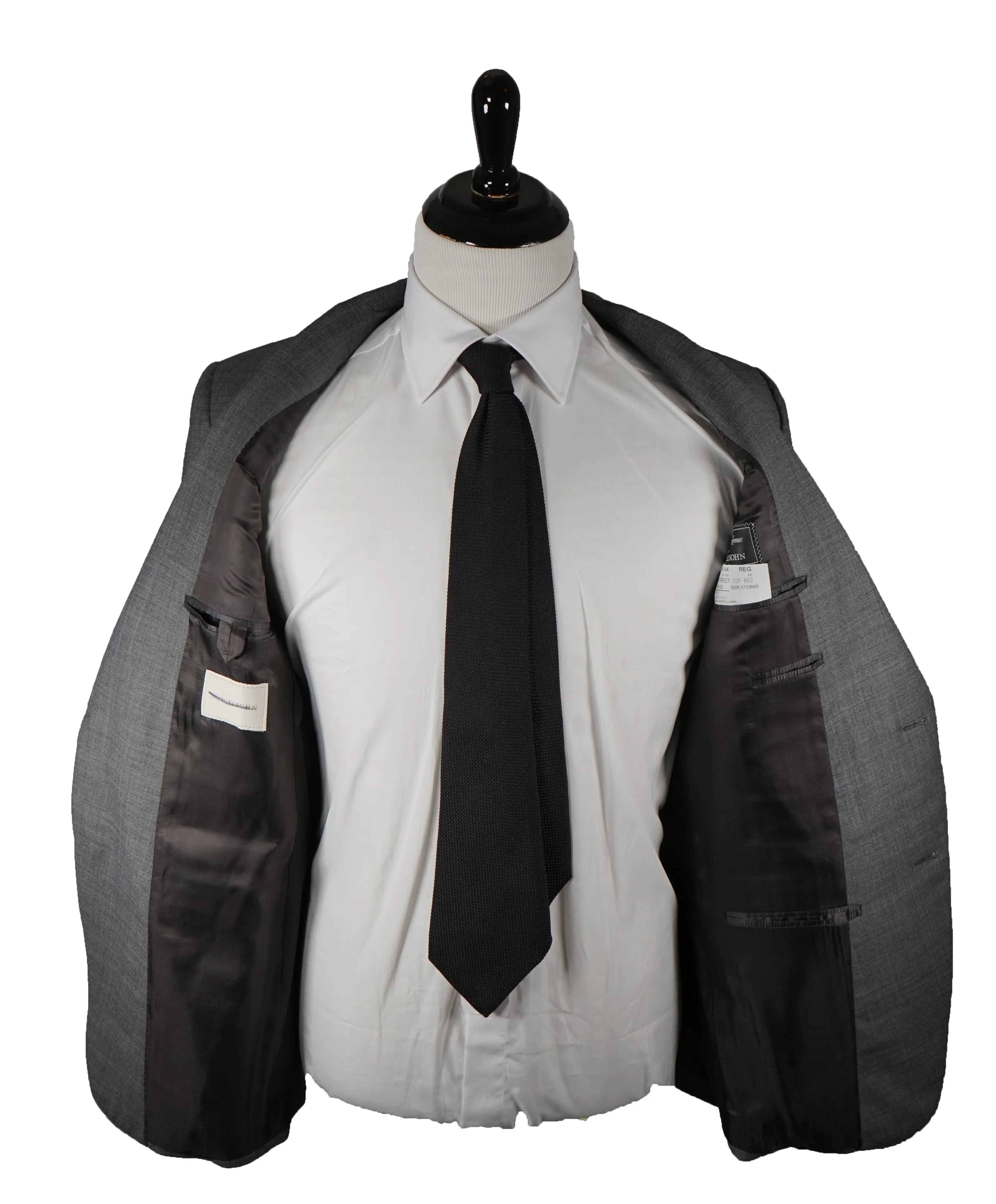SAMUELSOHN - Super 120’s Medium Gray Textured Pattern Suit - 40R