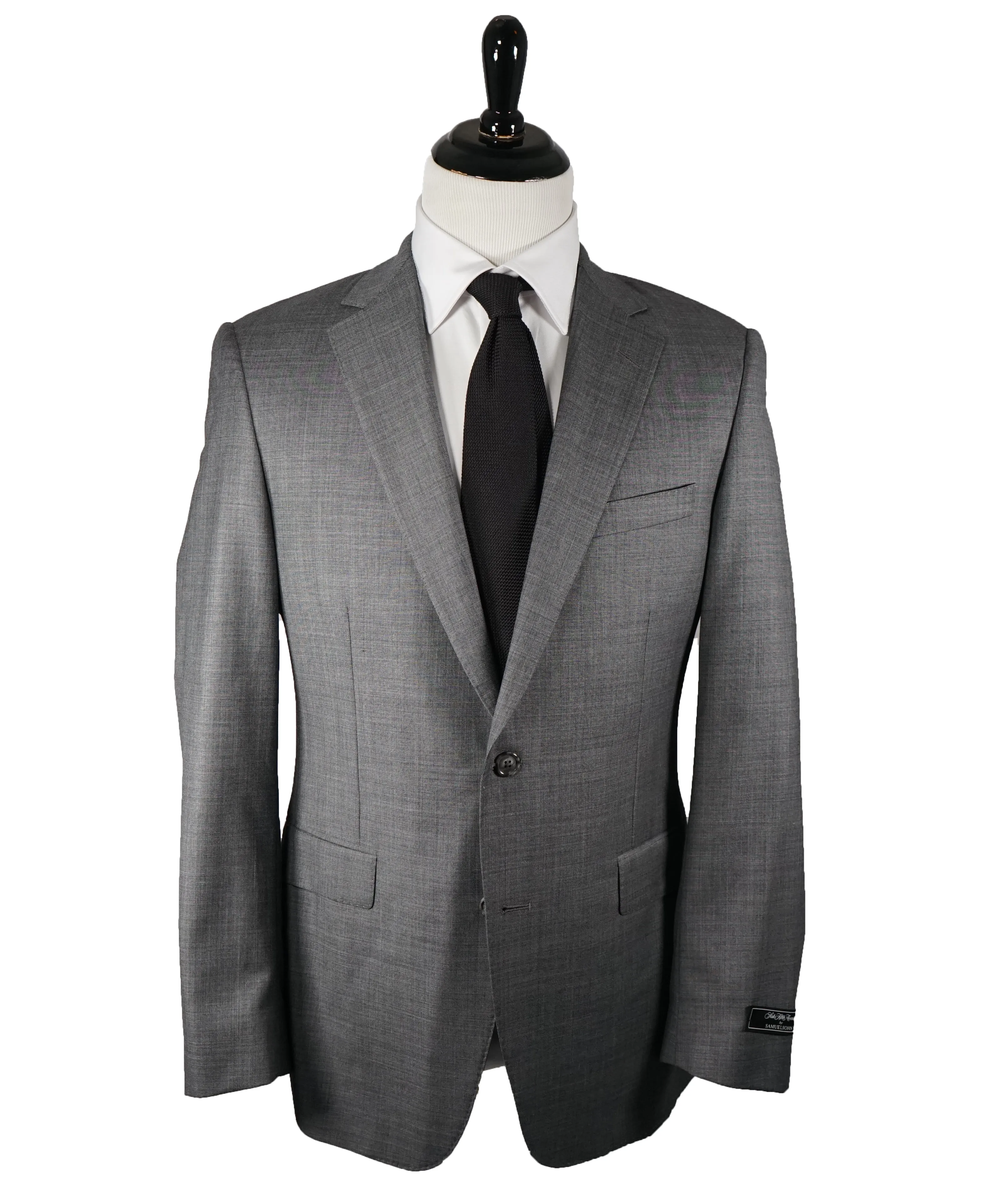 SAMUELSOHN - Super 120’s Medium Gray Textured Pattern Suit - 40R