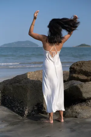 Santorini White Backless Strappy Slip Dress