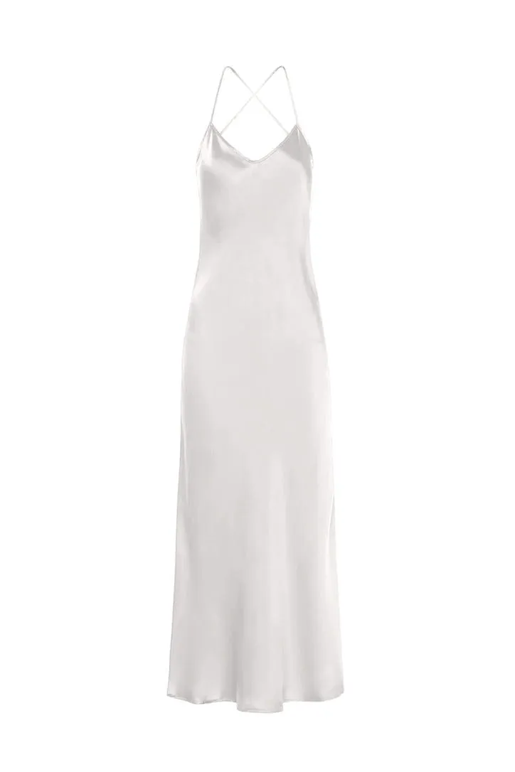 Santorini White Backless Strappy Slip Dress