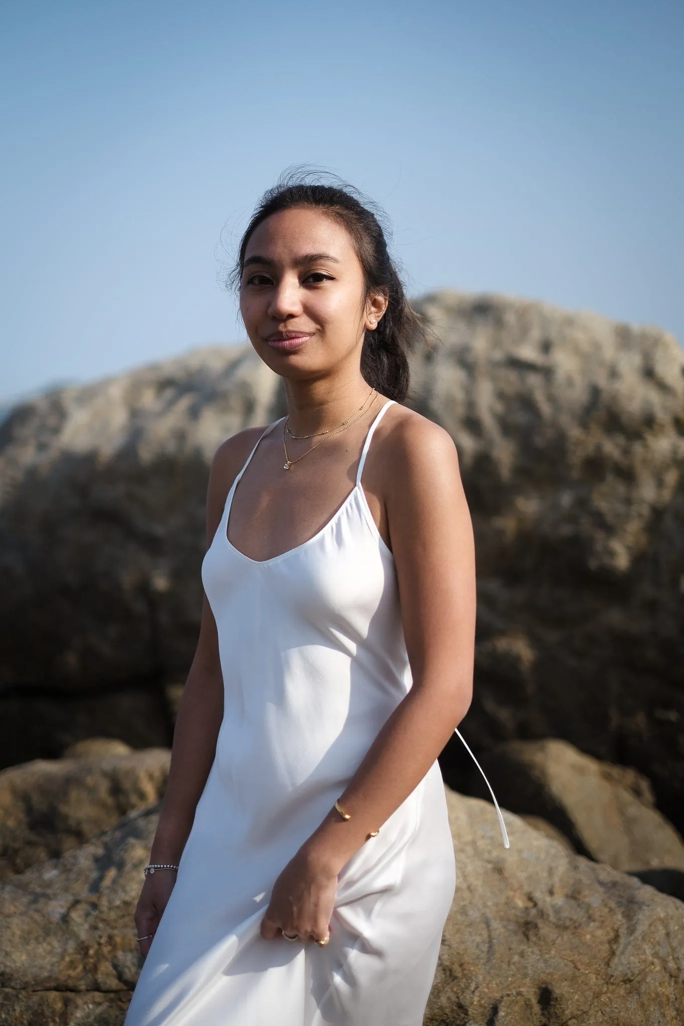 Santorini White Backless Strappy Slip Dress