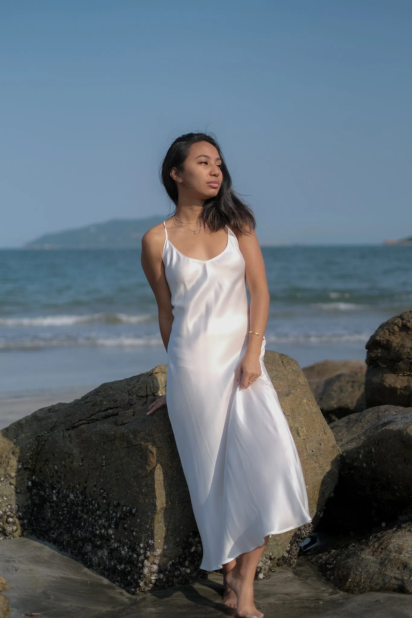 Santorini White Backless Strappy Slip Dress