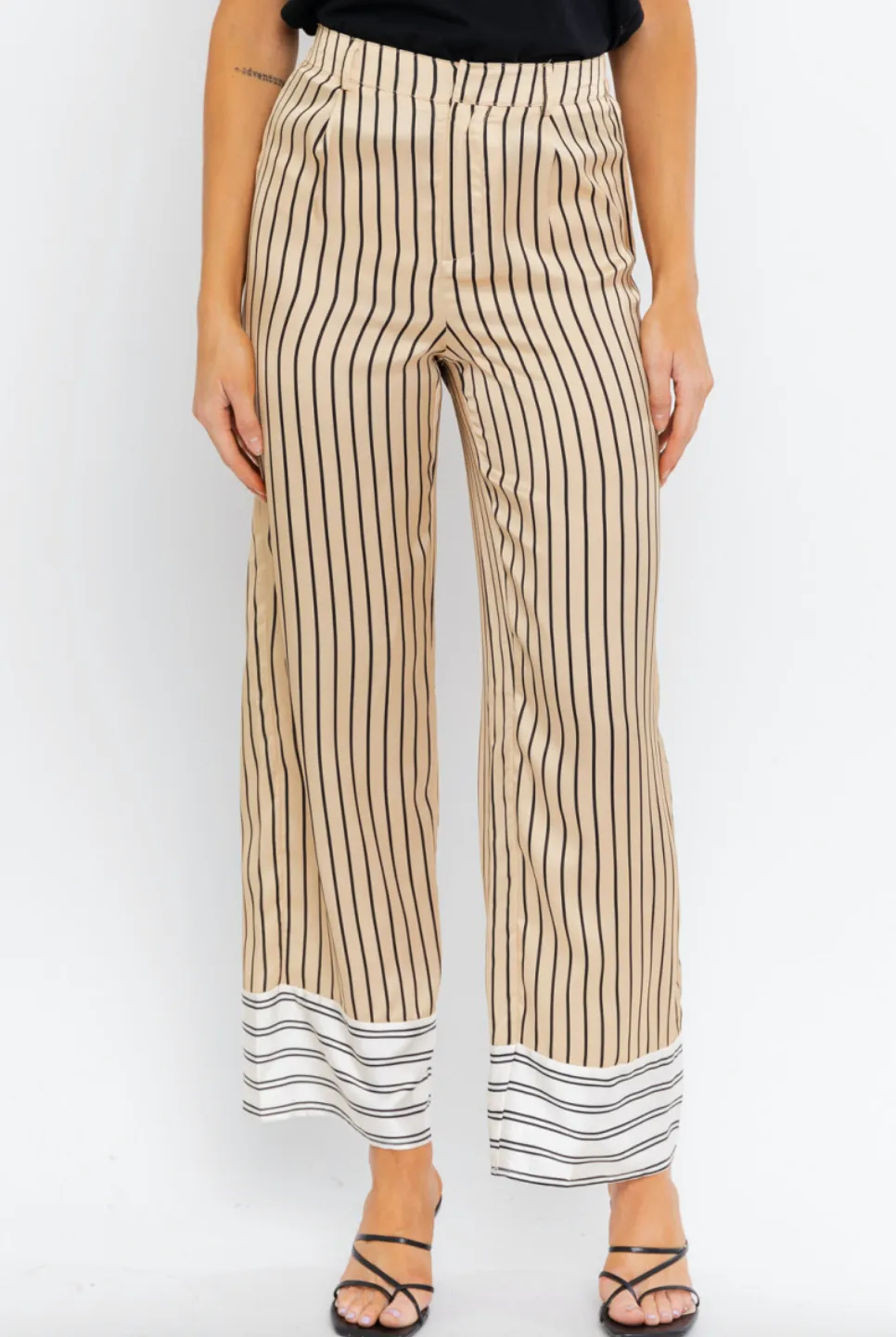 Satin Wide Leg Stripe Pants