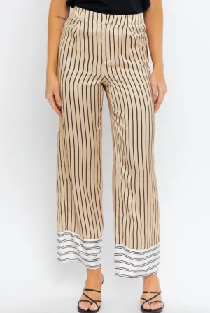 Satin Wide Leg Stripe Pants