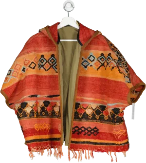 Scotch & Soda Orange Geometric Poncho Coat One Size