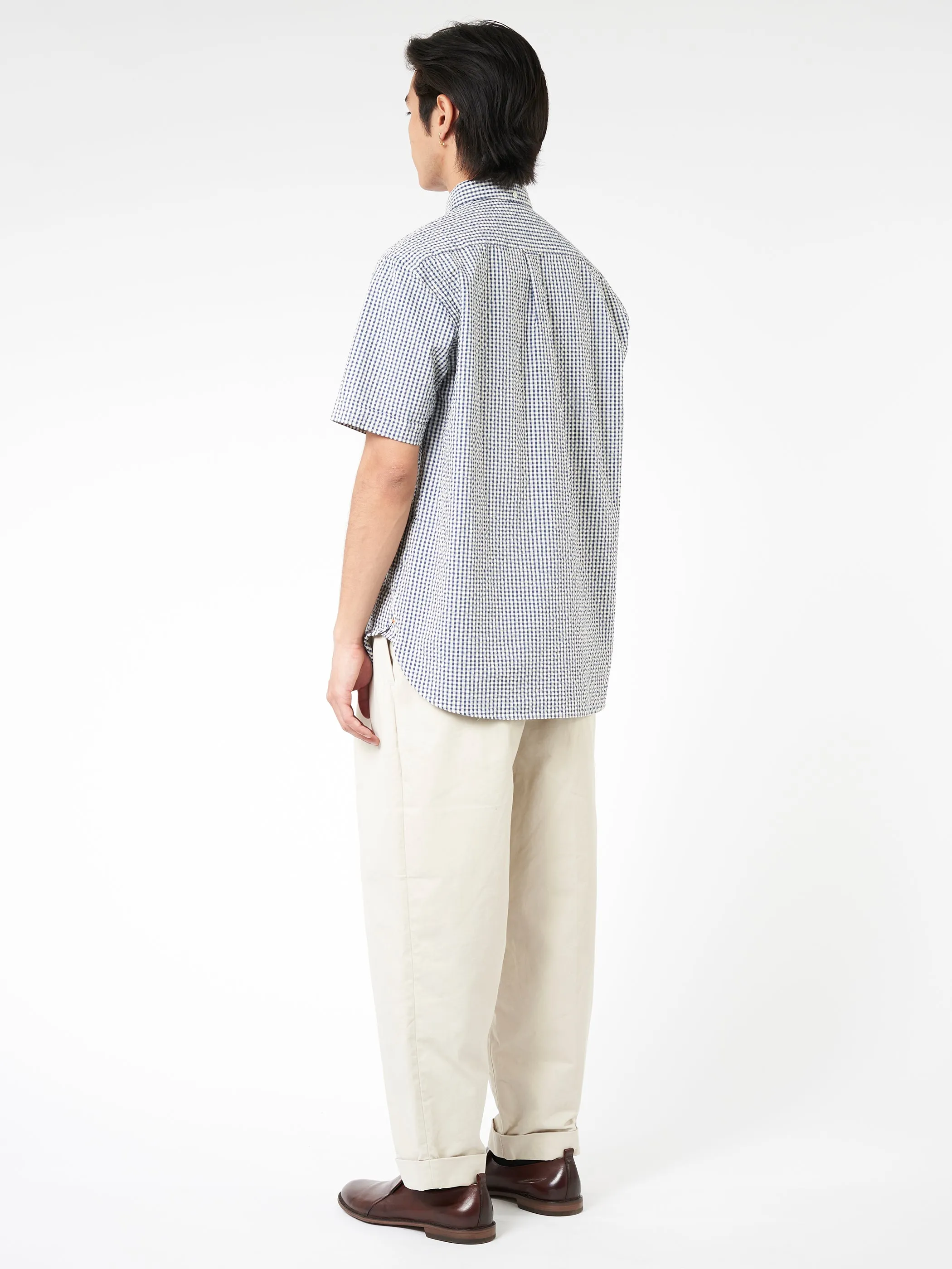 Seersucker Pullover Short Sleeve Button Down Shirt