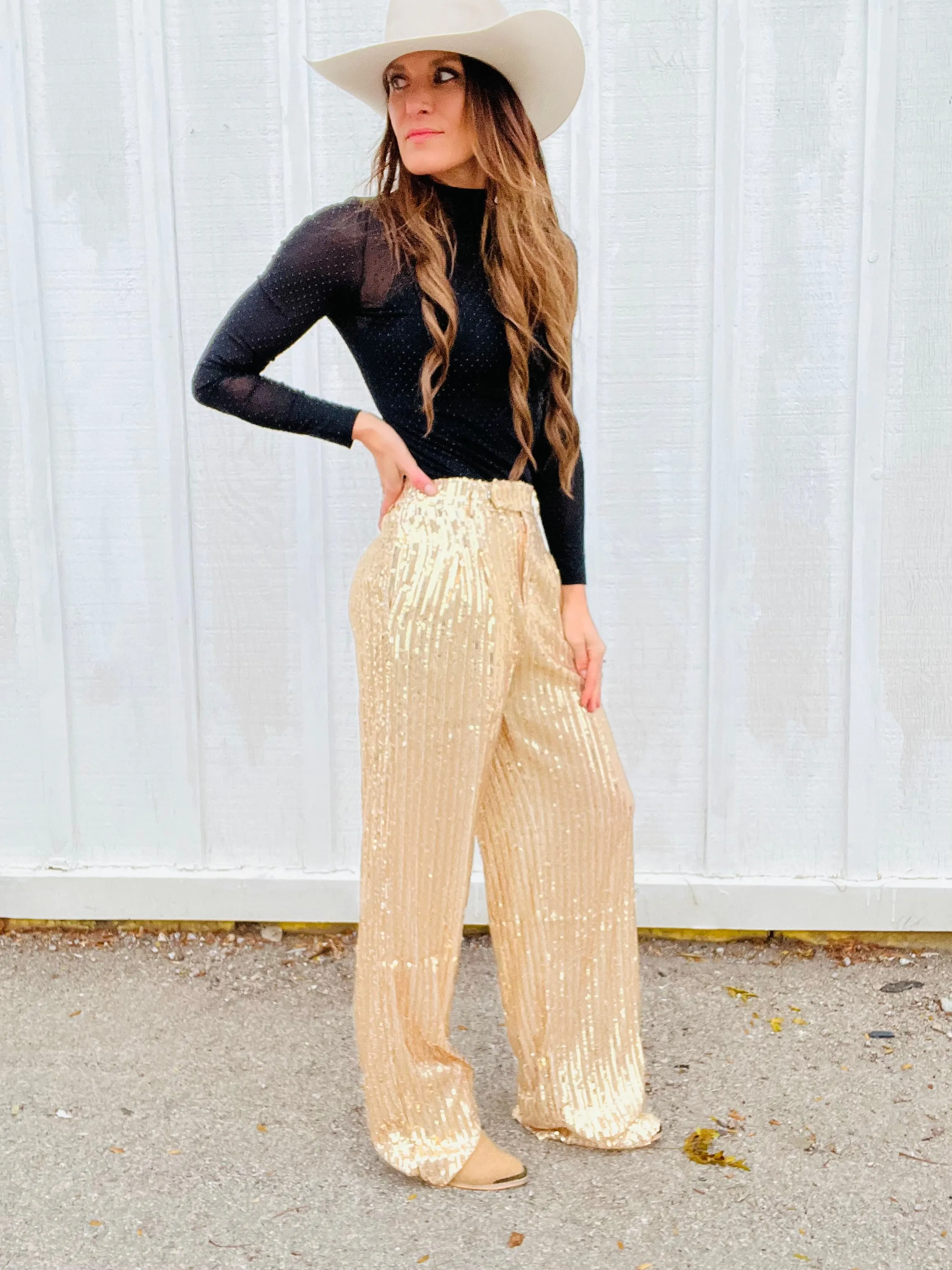 Sequin Wide Leg Pants