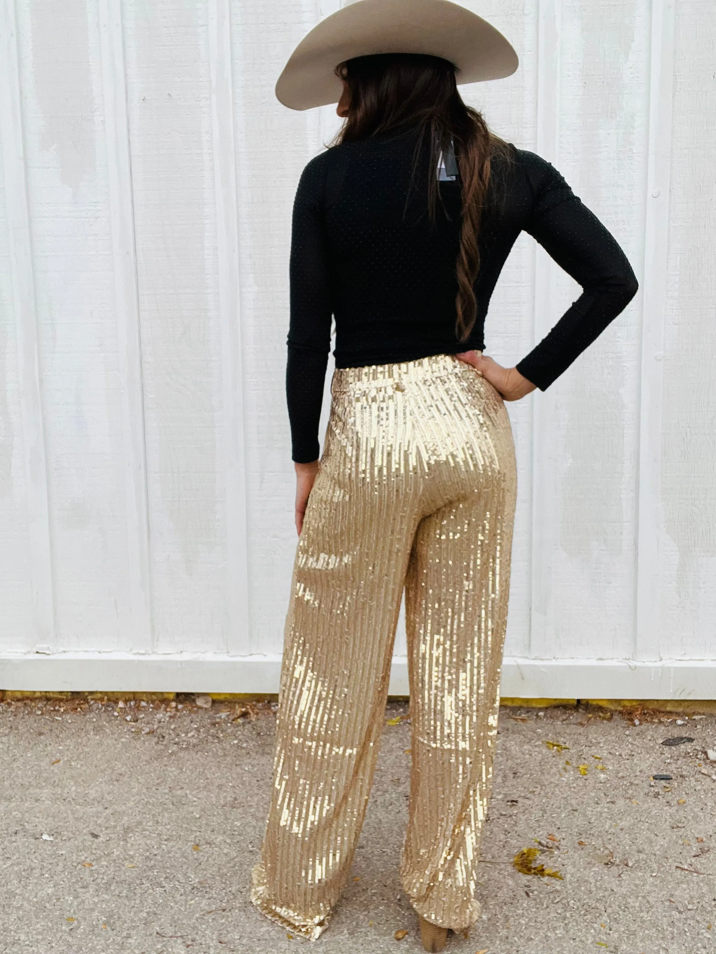 Sequin Wide Leg Pants