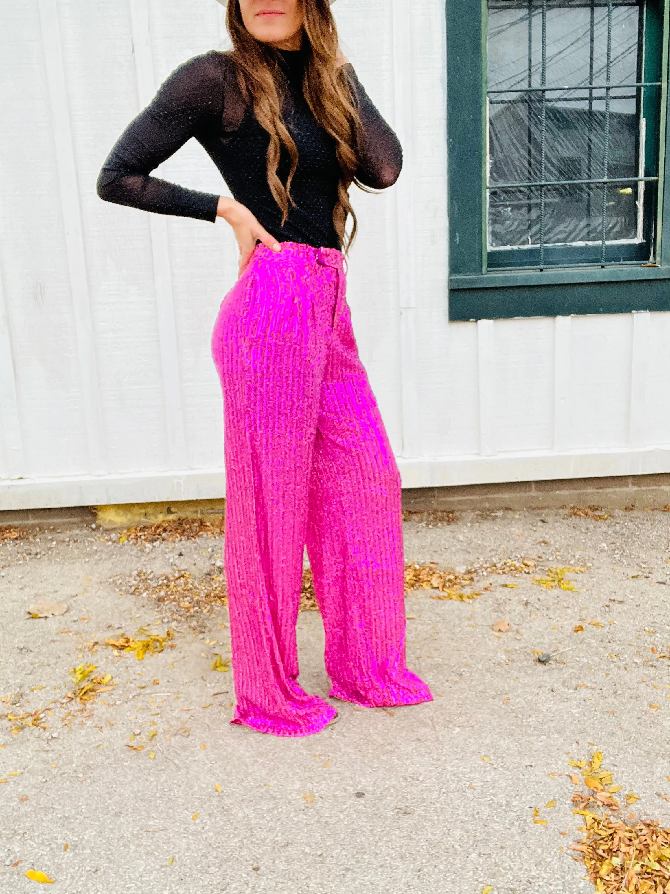 Sequin Wide Leg Pants