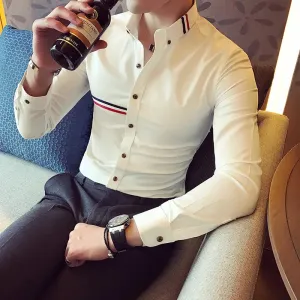 SharpMen Frühlings Slim Fit Langarmhemd