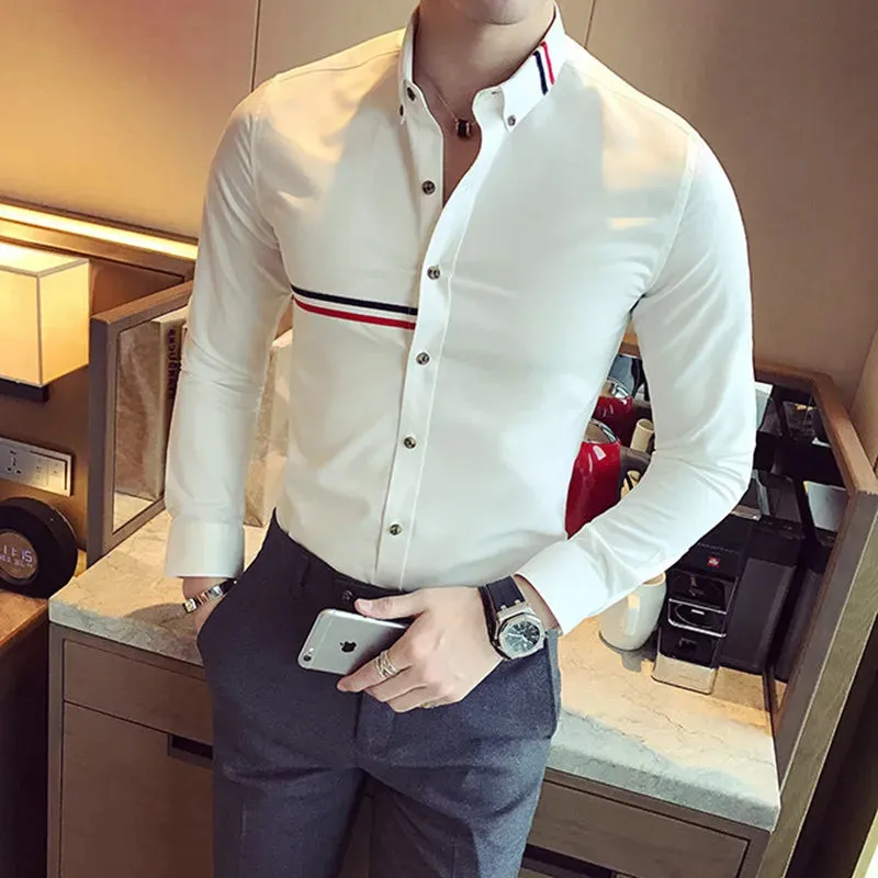 SharpMen Frühlings Slim Fit Langarmhemd