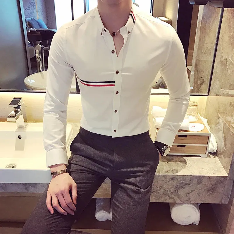 SharpMen Frühlings Slim Fit Langarmhemd