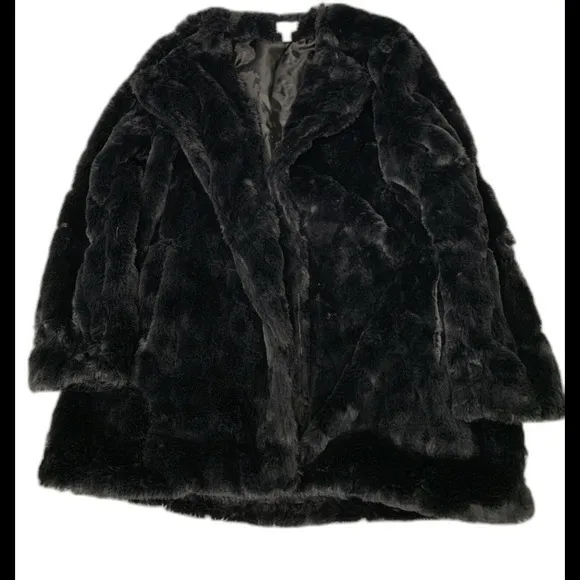 She   Sky Faux Fur Jacket Size Med Large NWT Black