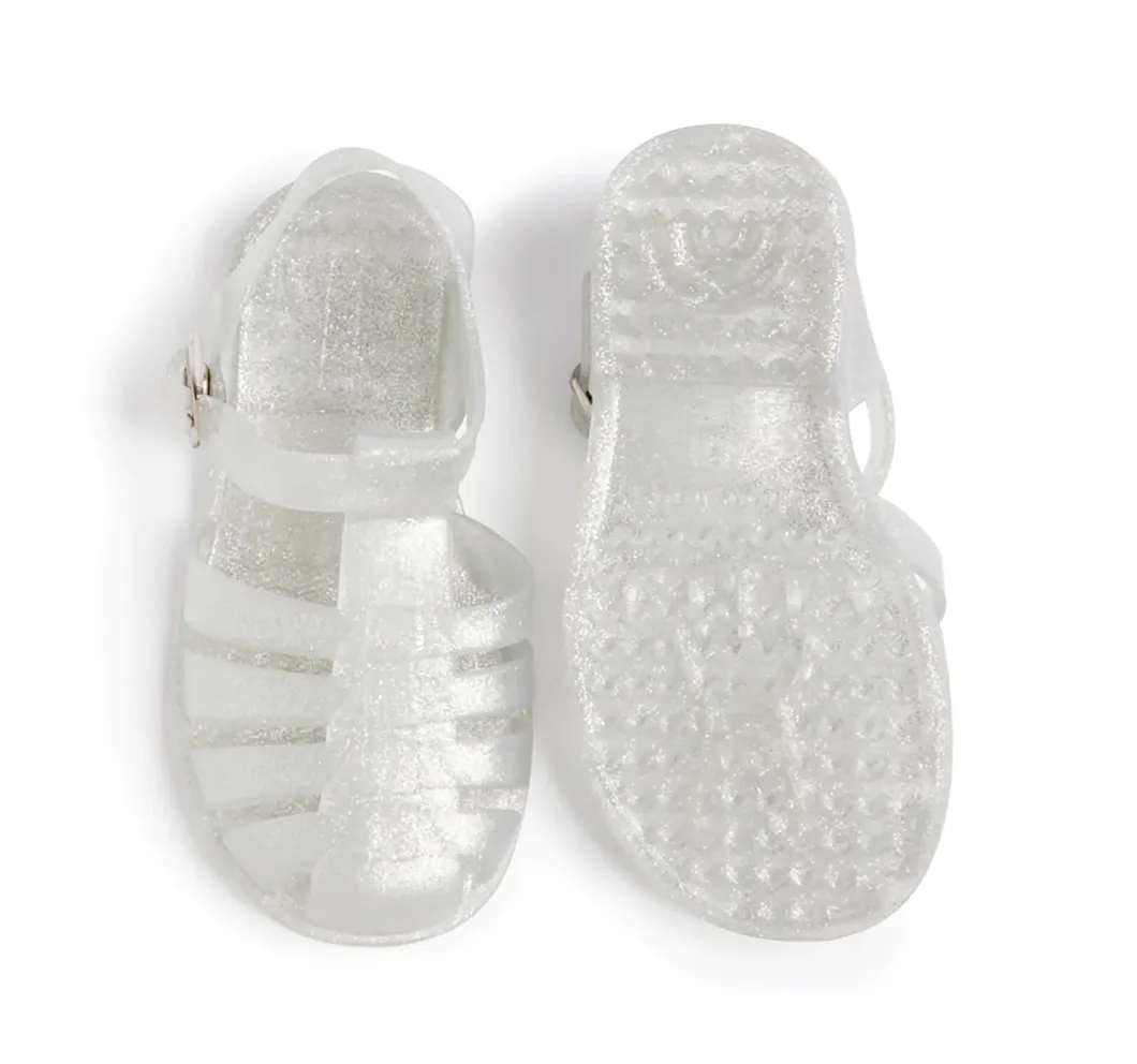 Silver Glitter Jelly Sandals