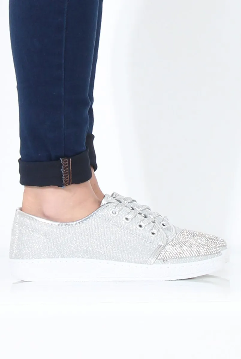 Silver Sparkly Pumps - Elle