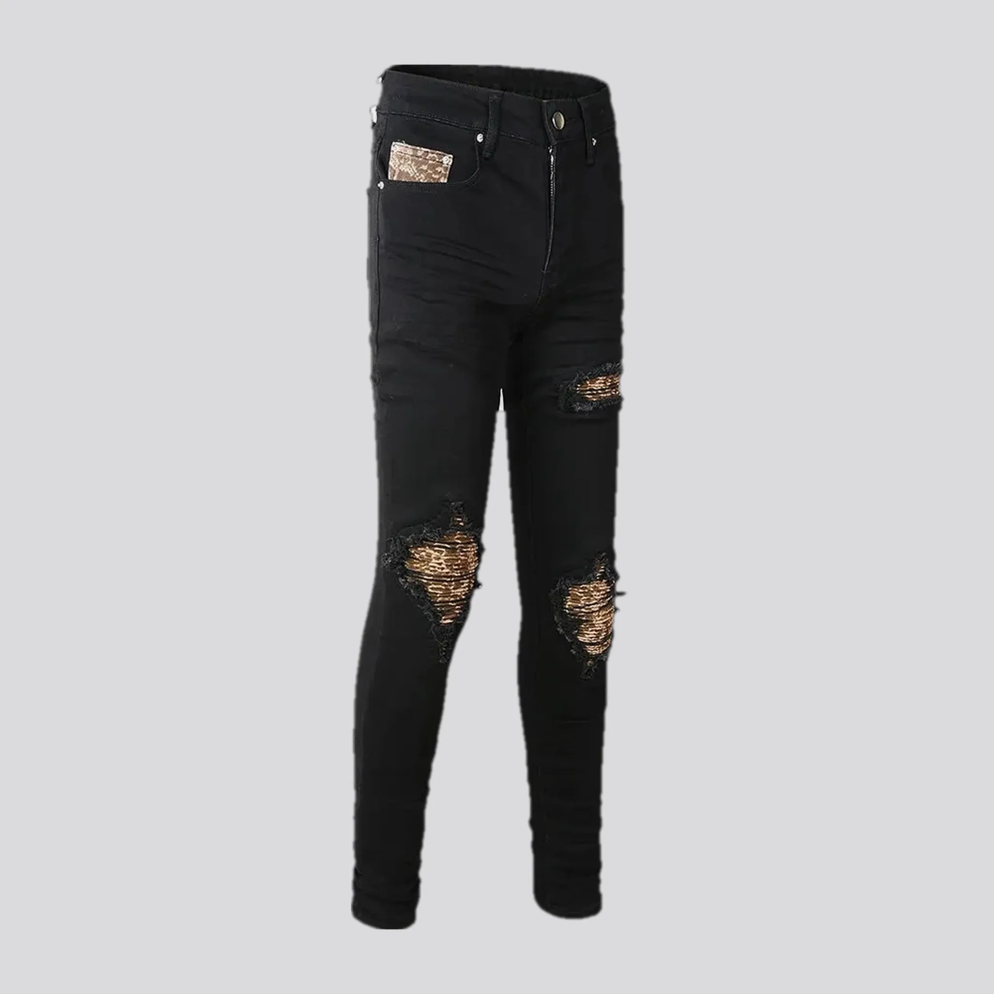 Skinny ripped boho style jeans for men