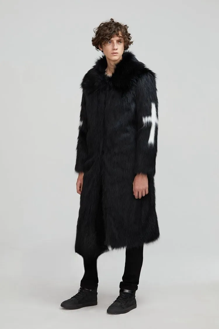 Skull and Bones Faux Fur Coat