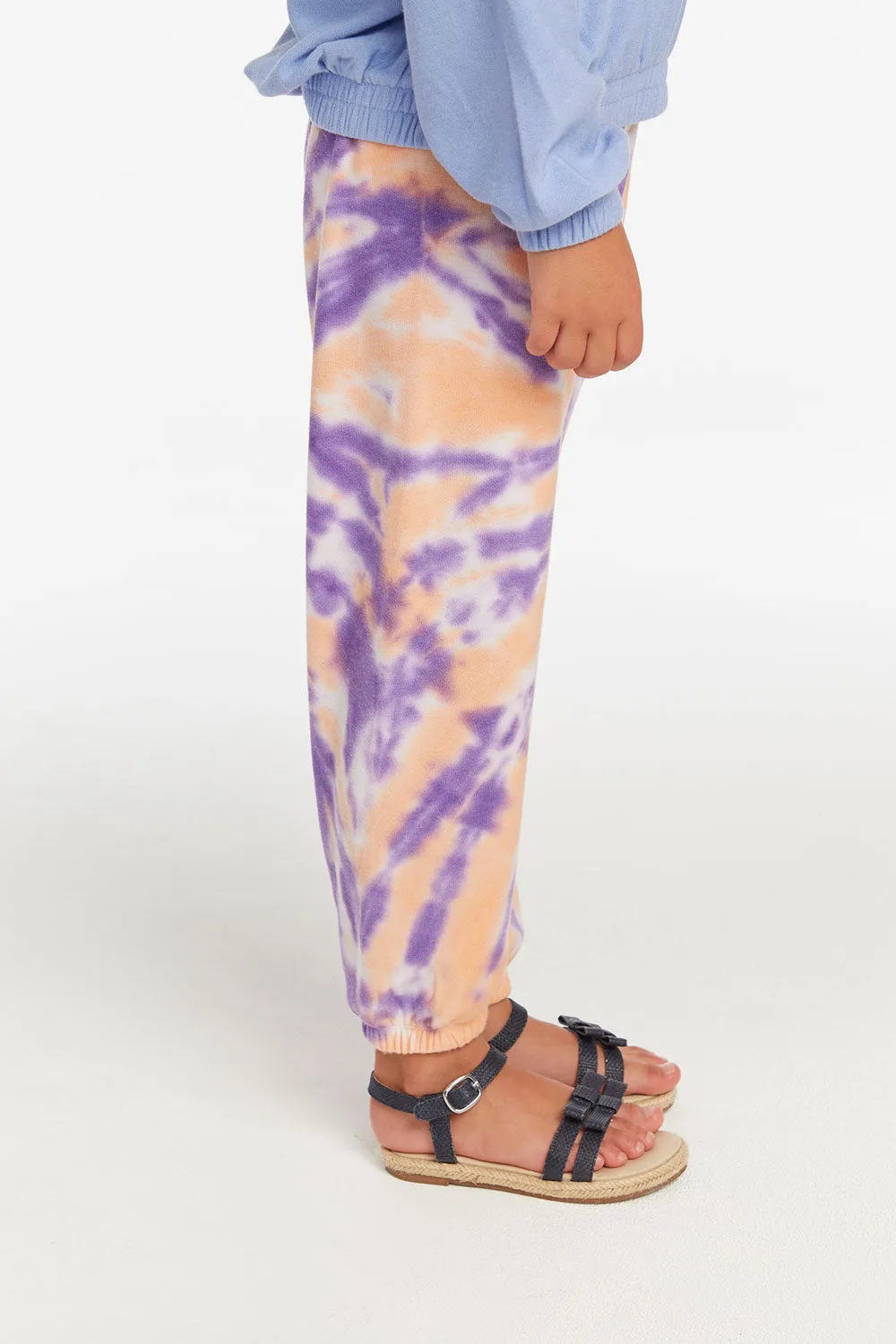 Slim Peach Lavender Tie Dye Girls Slouchy Pant