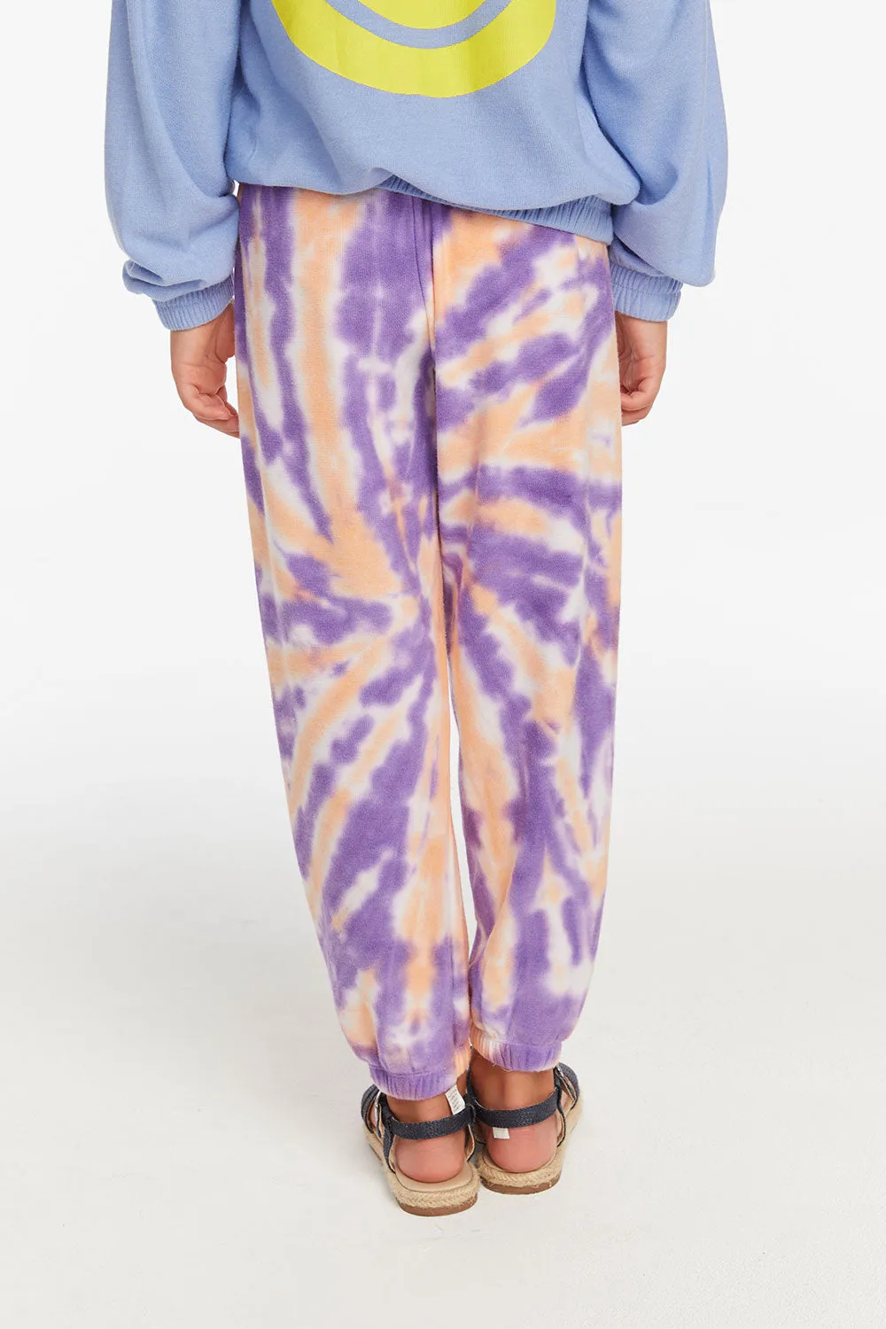 Slim Peach Lavender Tie Dye Girls Slouchy Pant