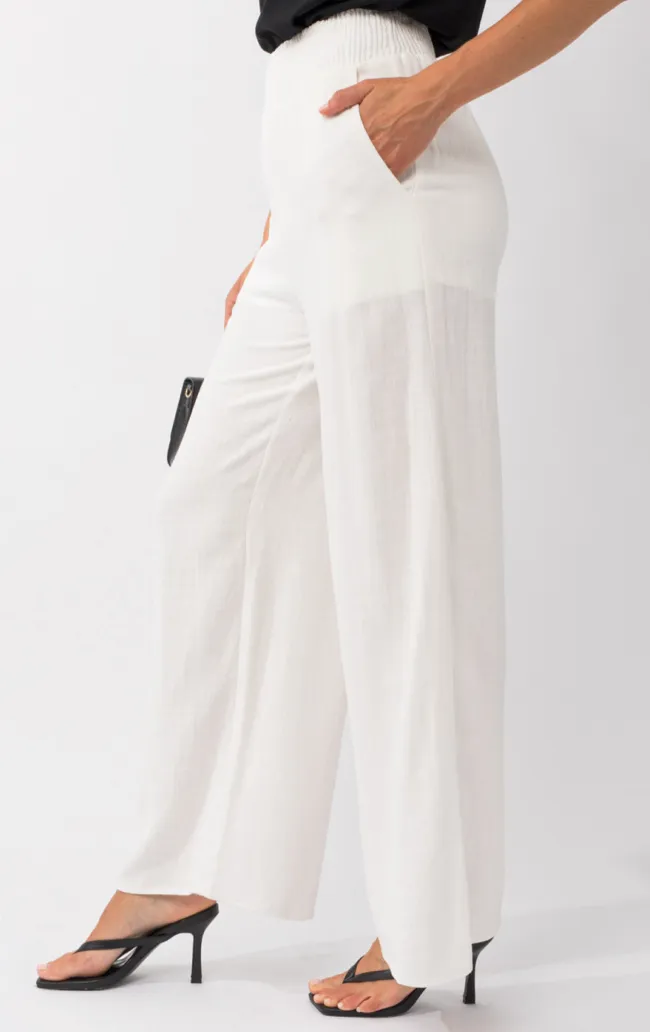 Smocking Waist Wide Leg Pants