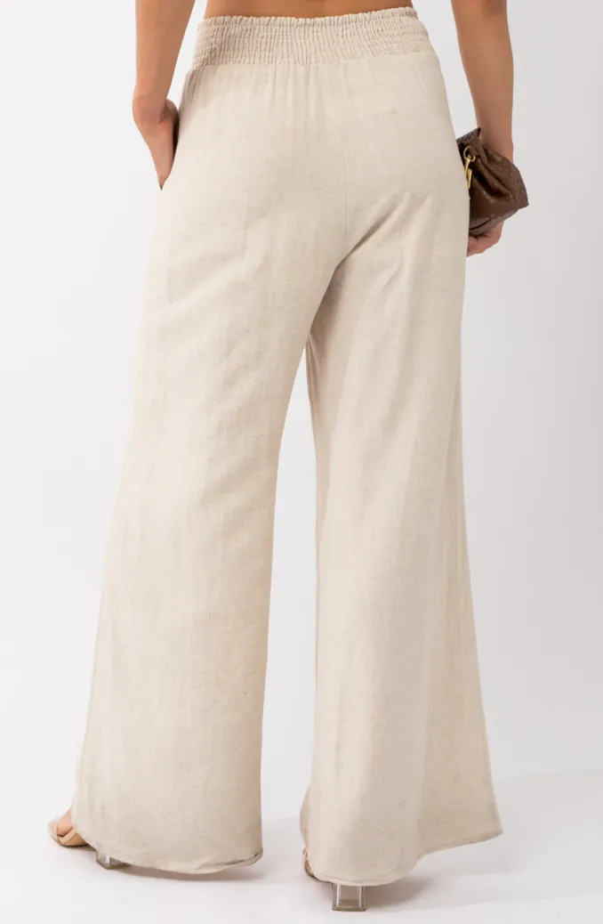 Smocking Waist Wide Leg Pants