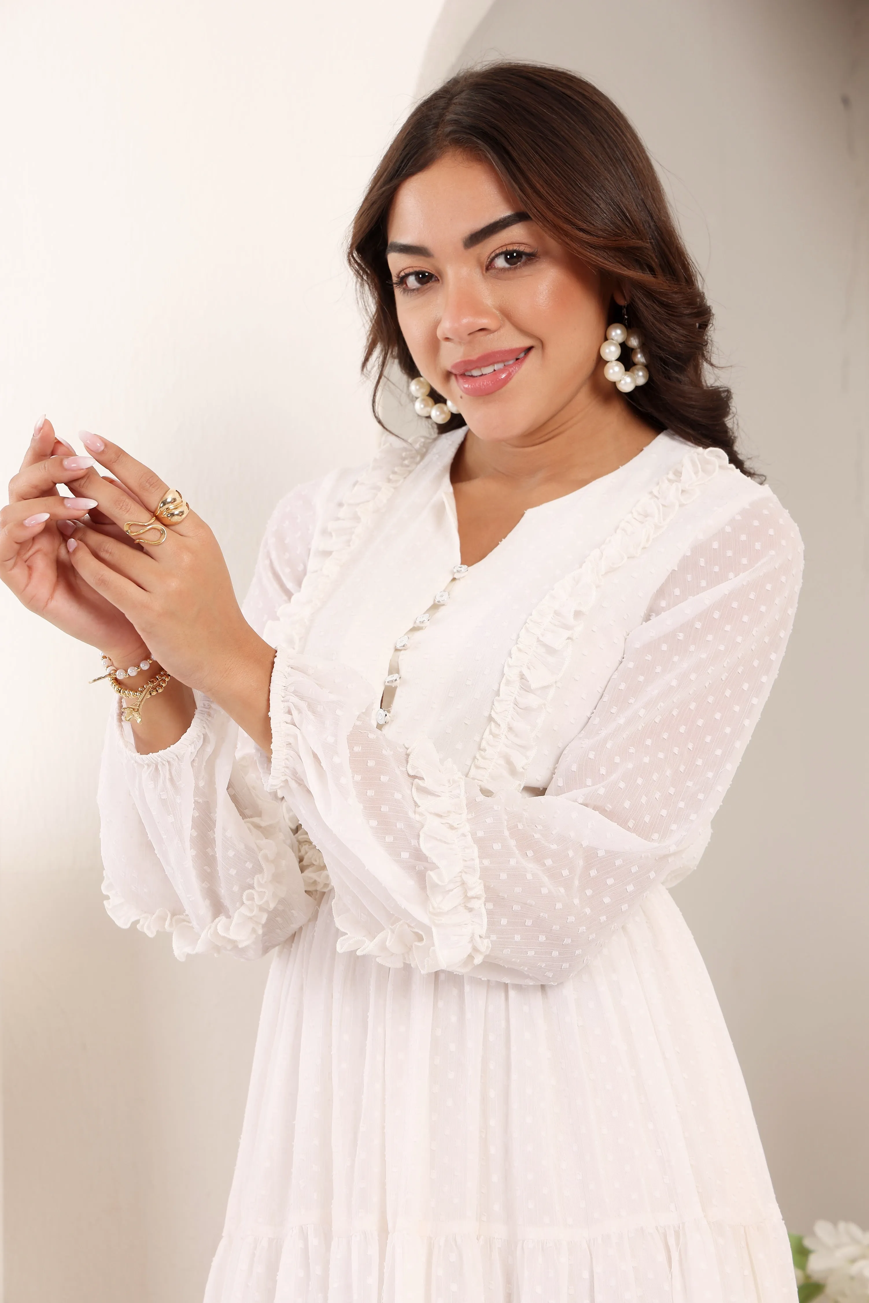 Snow Blossom Boho Dress