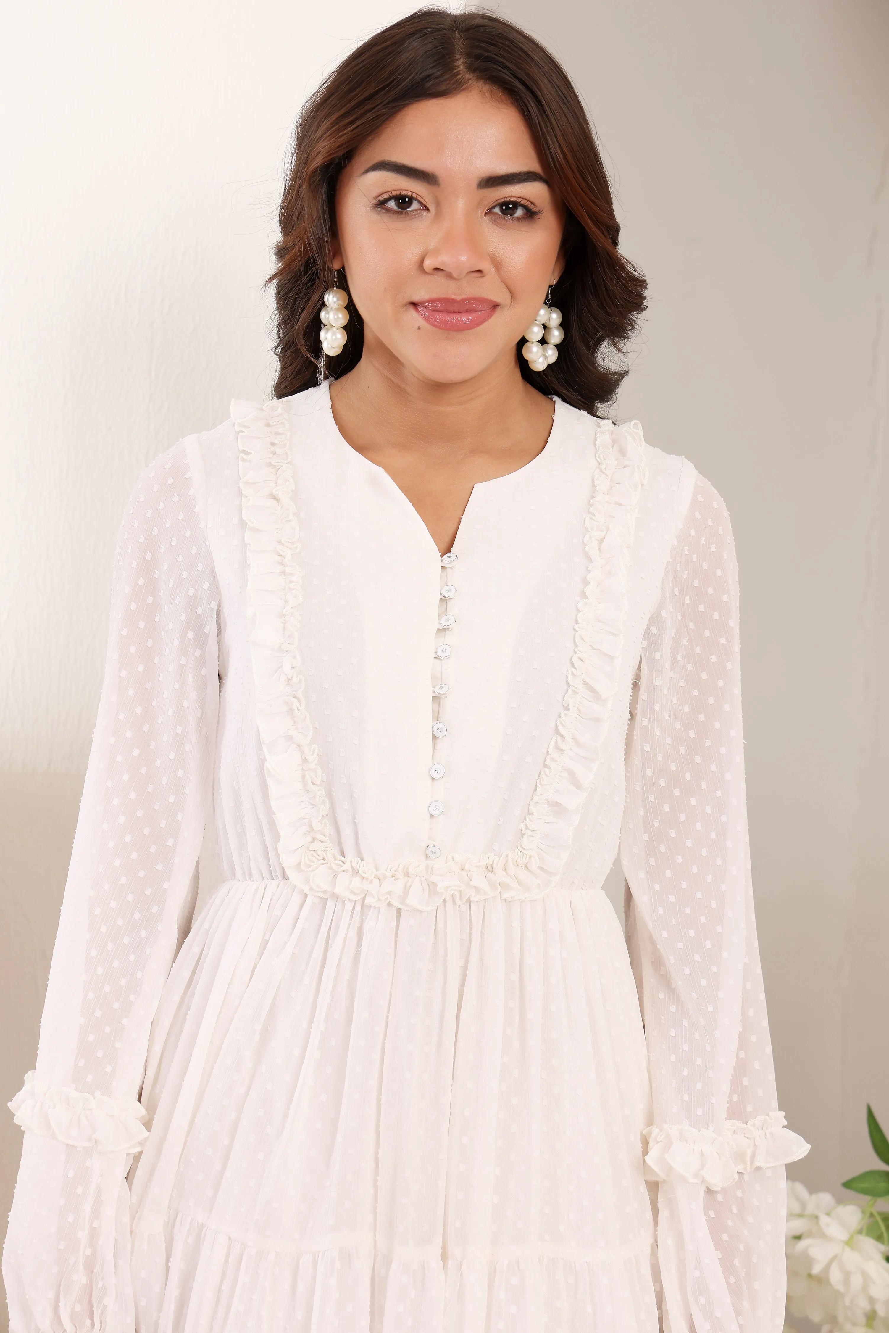 Snow Blossom Boho Dress