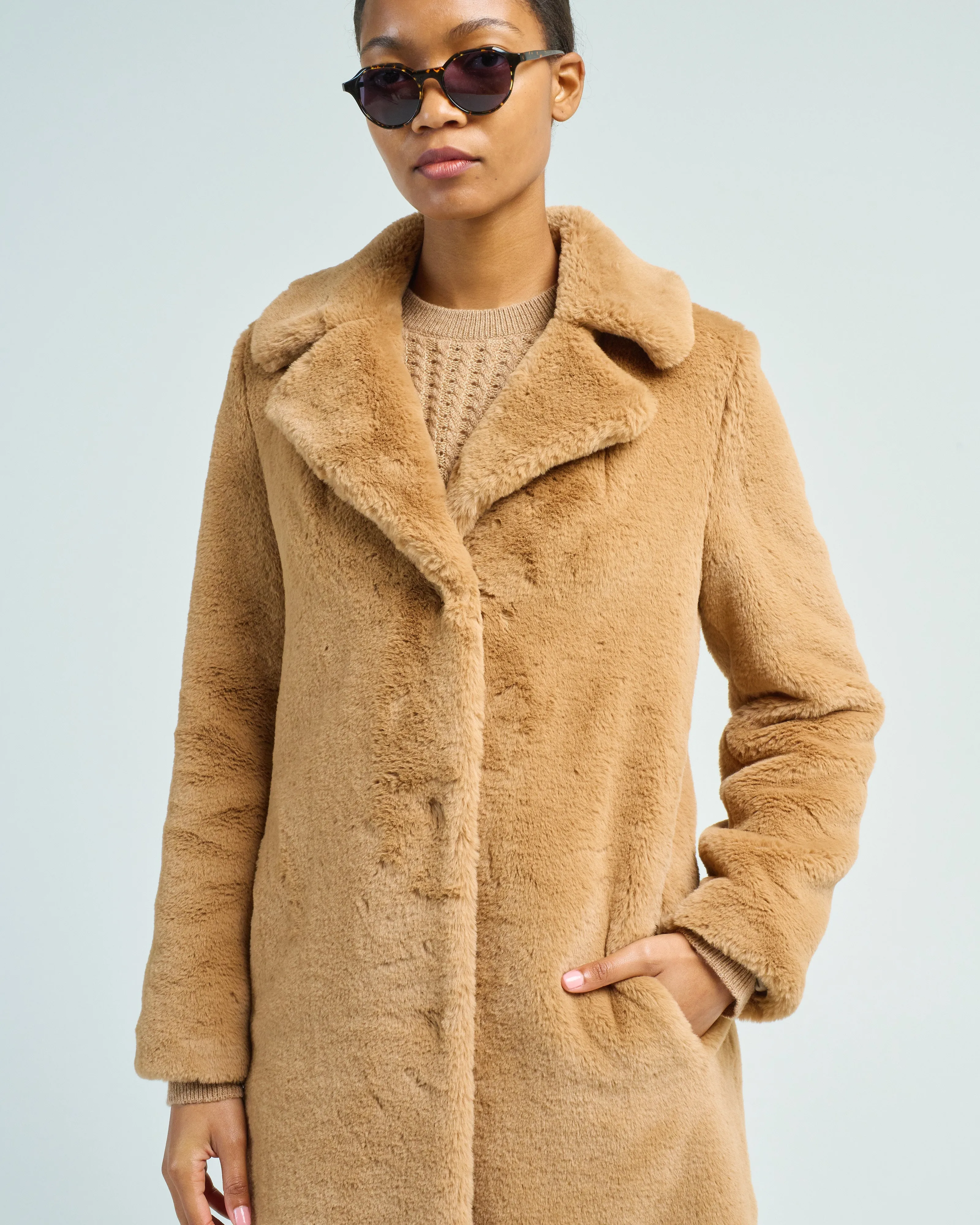 soft faux fur long coat