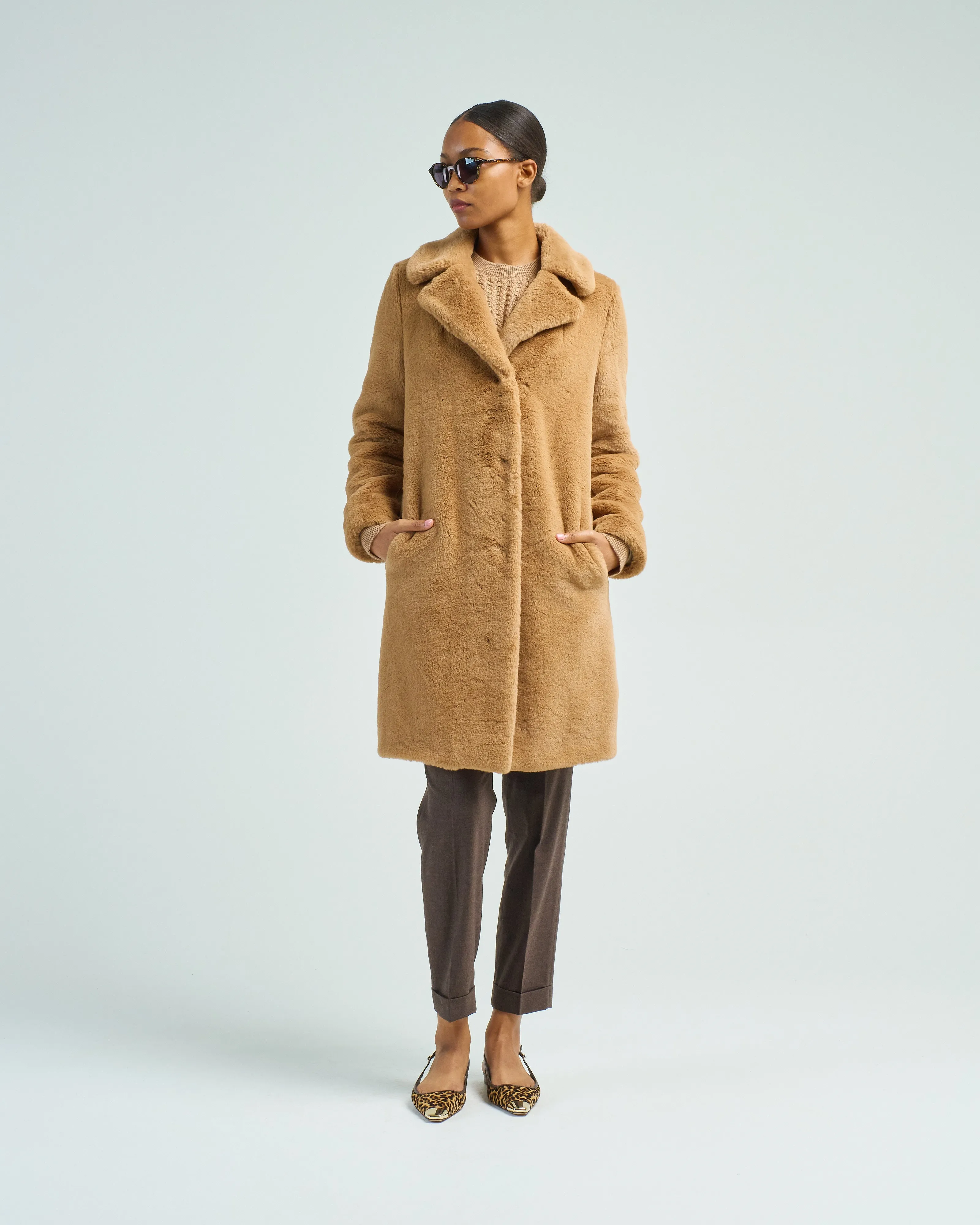 soft faux fur long coat