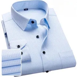 Solid Color Professional Business Slim Fitting Casual Long Sleeved Men's Clothing Shirt