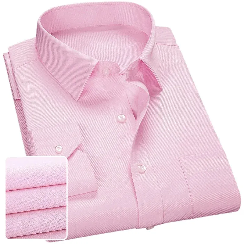 Solid Color Professional Business Slim Fitting Casual Long Sleeved Men's Clothing Shirt