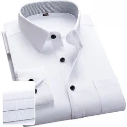 Solid Color Professional Business Slim Fitting Casual Long Sleeved Men's Clothing Shirt