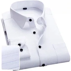 Solid Color Professional Business Slim Fitting Casual Long Sleeved Men's Clothing Shirt