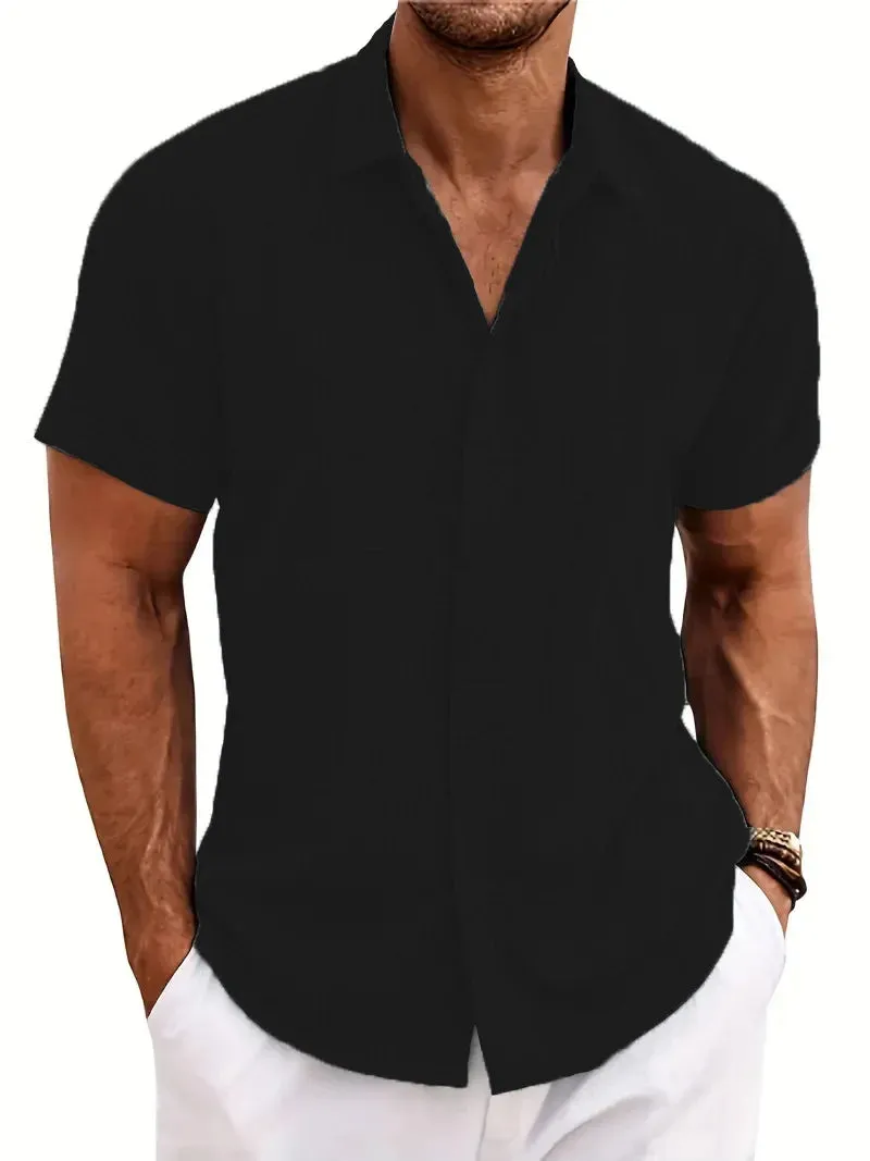Sommer Herren Baumwolle und Leinen Revers Shirt Von BeachVogue
