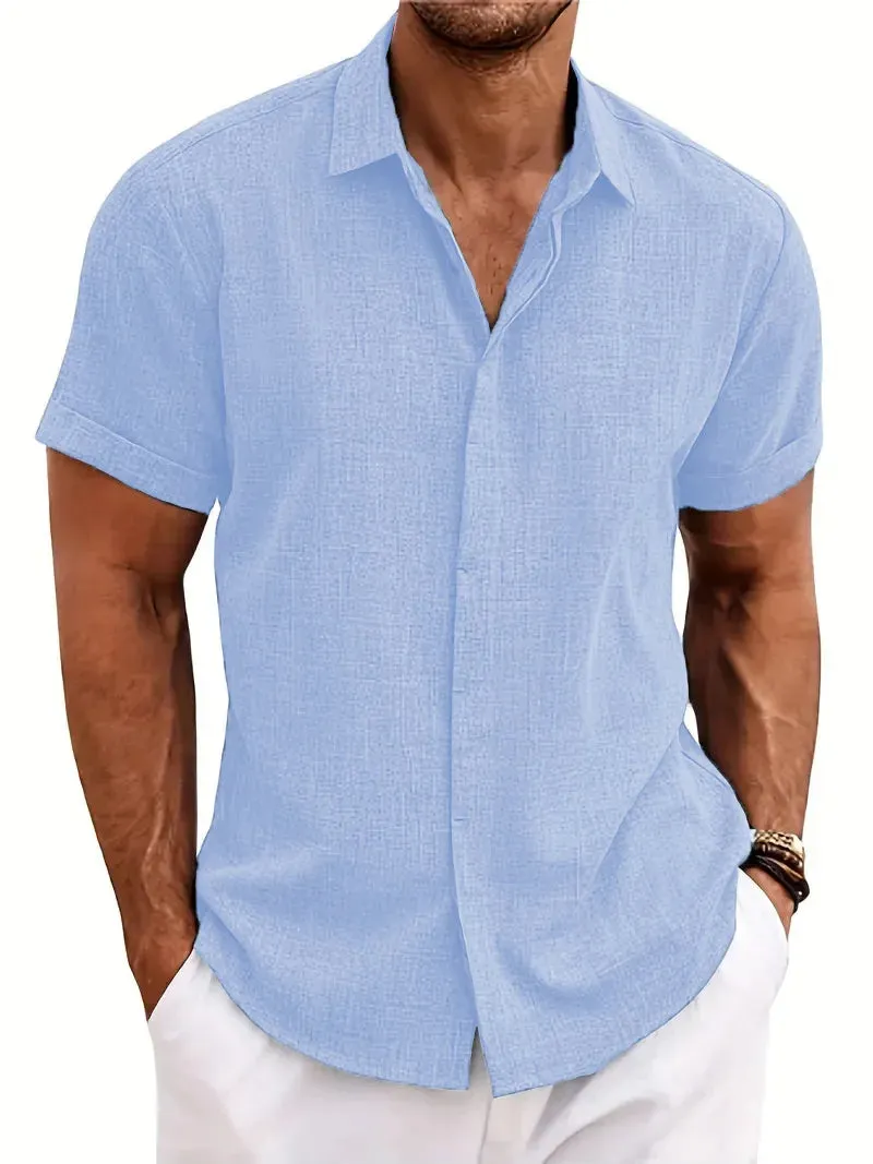 Sommer Herren Baumwolle und Leinen Revers Shirt Von BeachVogue