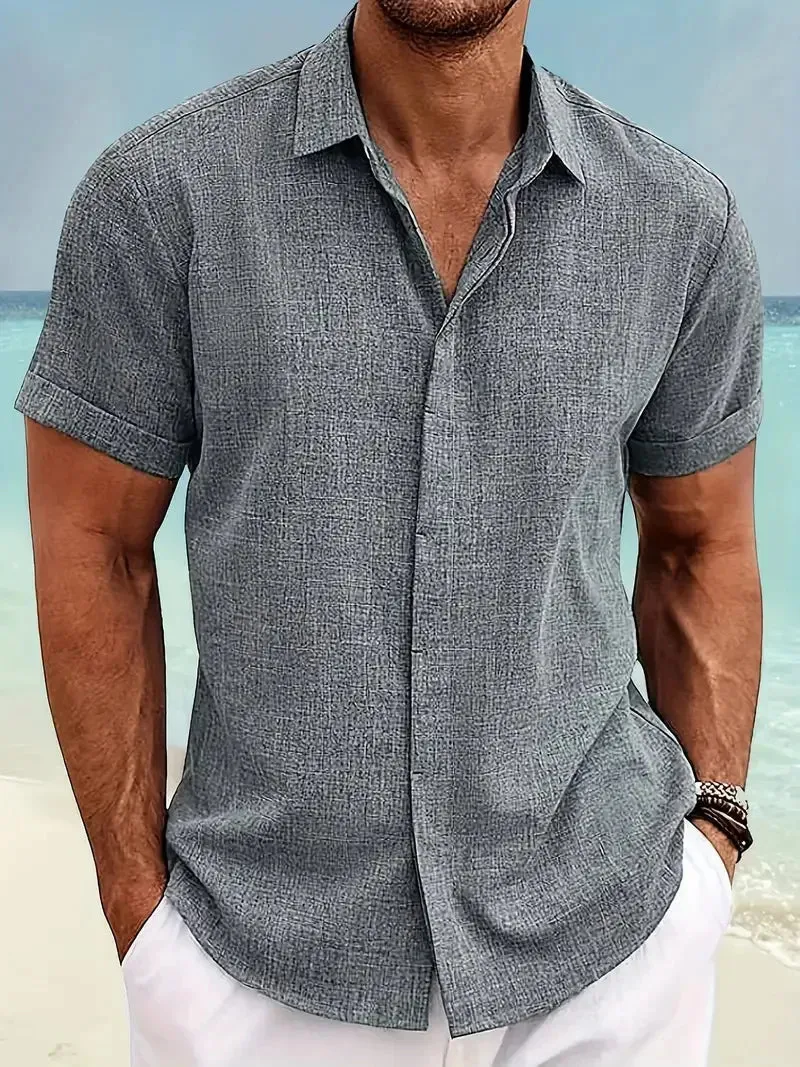 Sommer Herren Baumwolle und Leinen Revers Shirt Von BeachVogue