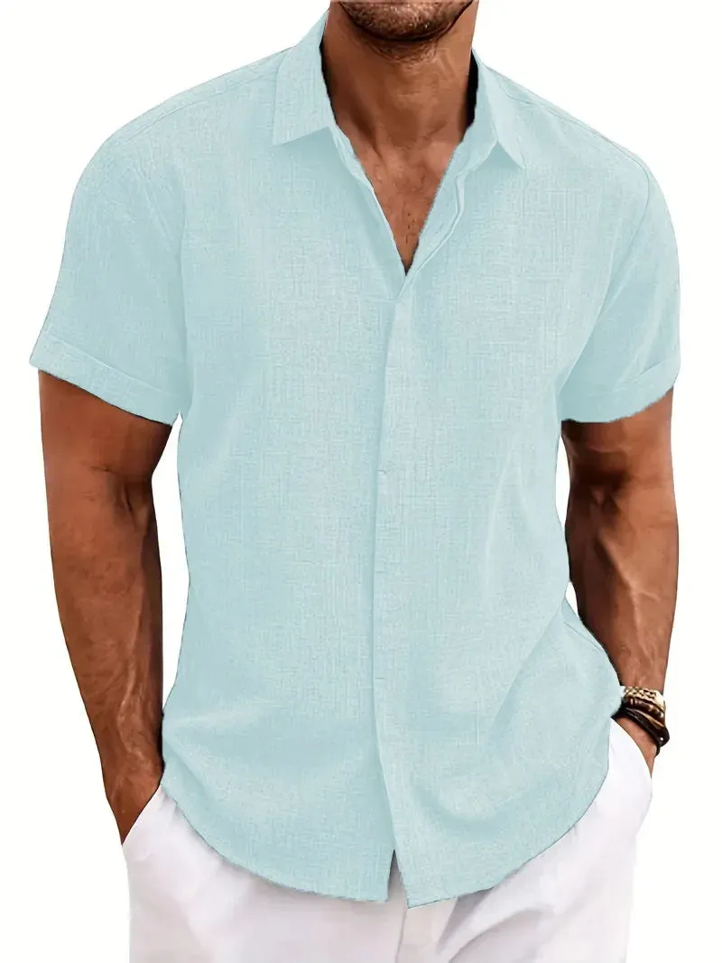 Sommer Herren Baumwolle und Leinen Revers Shirt Von BeachVogue