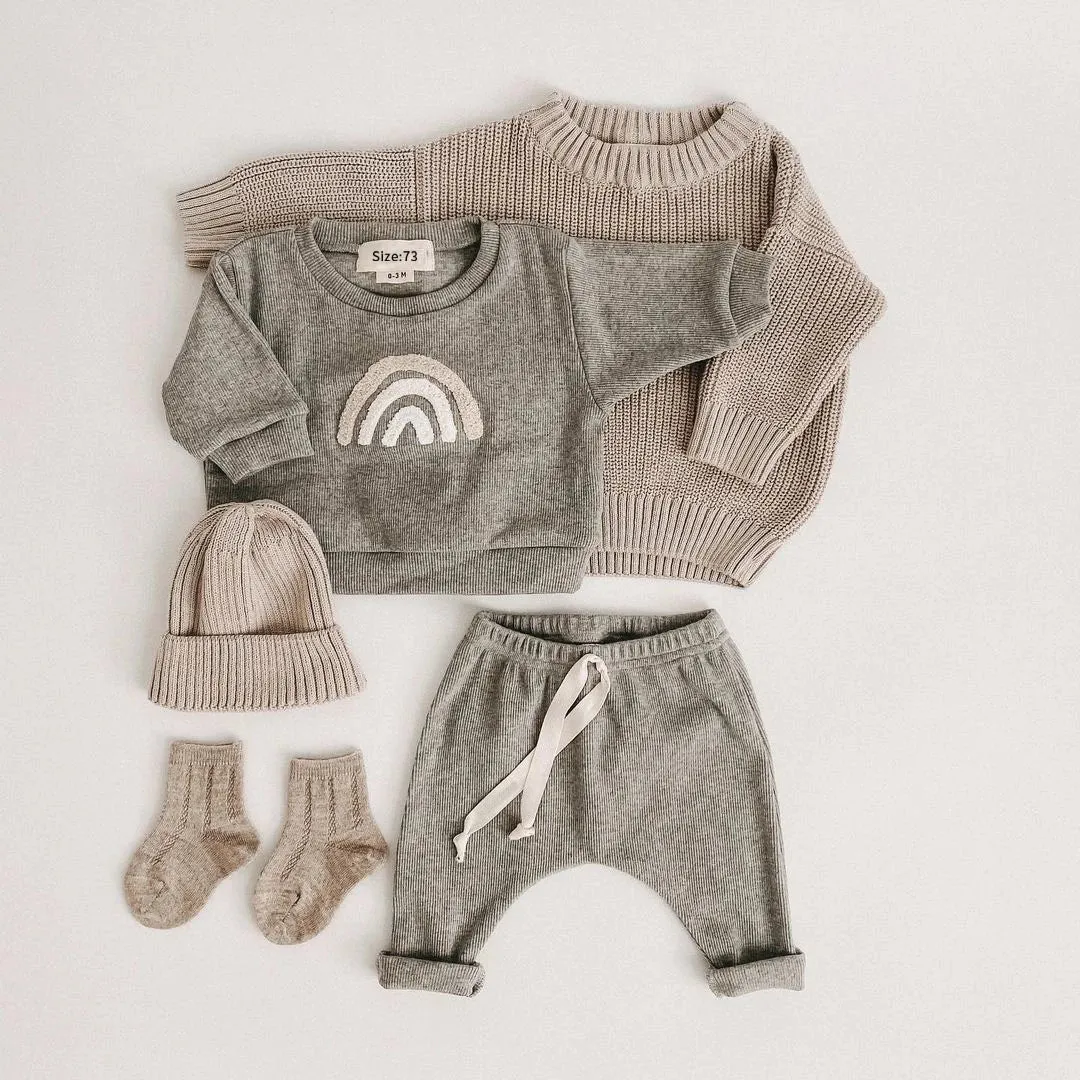Spring Autumn  Boy Girls Clothes Cotton Set Sweatshirts Pants