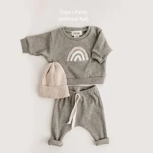 Spring Autumn  Boy Girls Clothes Cotton Set Sweatshirts Pants