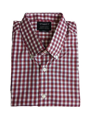 STANTT Men's Red Gingham Casual Button Up Shirt Nassau Fit 16.5-31/32 NEW