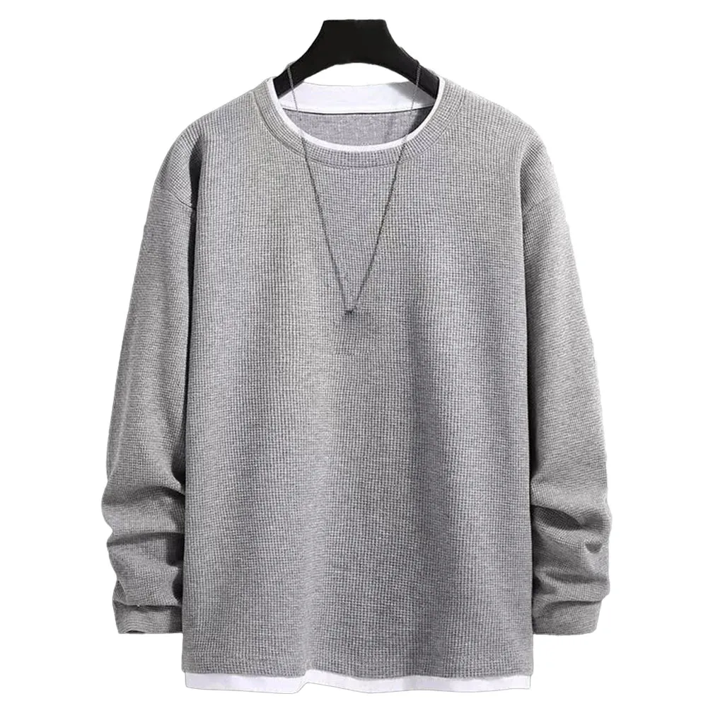 StreetFlex Herren Rundhals-Longsleeve-T-Shirts mit Fake-Zweiteiler-Design