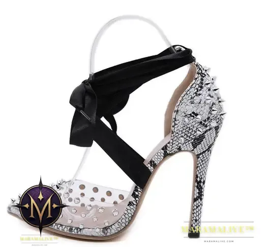Studded Comfortable Lace Up Heel Sandals