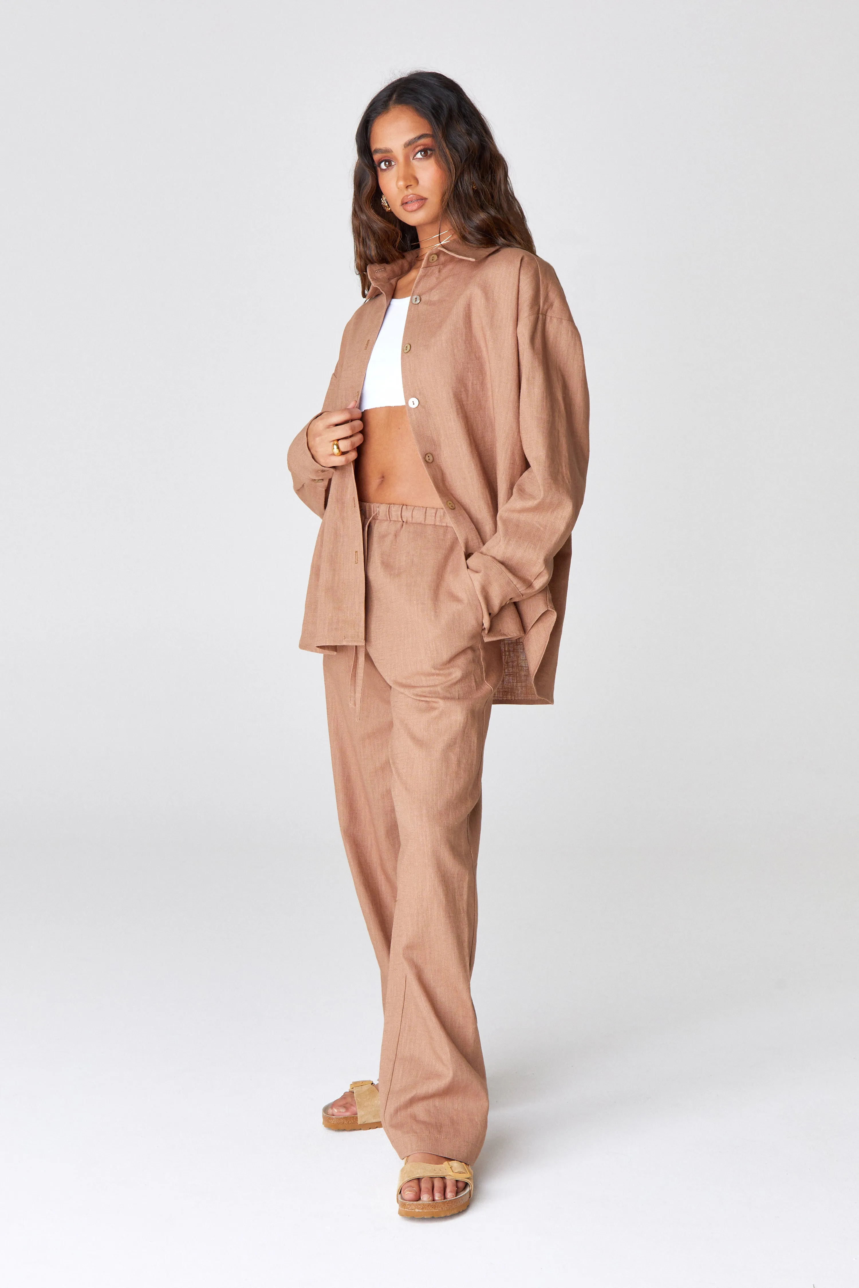 Taupe Linen Trousers