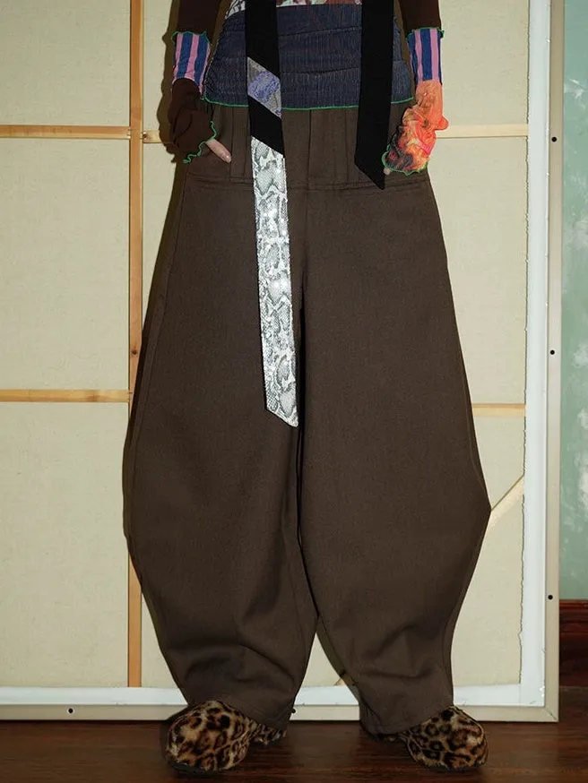 Thickened Pleated Silhouette Wide Leg Pants