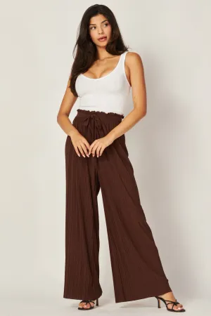 Tie Front Pleated Pant in Espresso